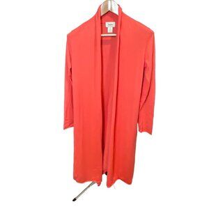 Neiman Marcus Peach Orange Long Maxi Open Cardigan Sweater Sz S